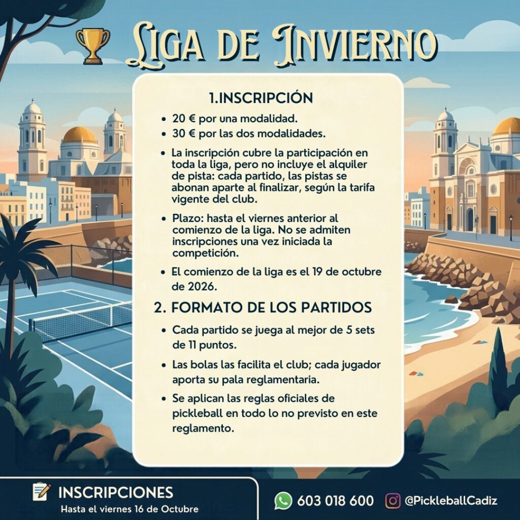 Liga Pickleball Cadiz reglamento 2 Dinkeando